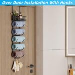 Over The Door Towel Racks for Bathroom,6 Tier Towel Rack Wall Mounted with Metal Shelf and Hooks,Rolled Towel Storage for Bathroom Door Holder Organizer Hanging,Black - Image 5