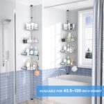 Corner Shower Caddy Tension Pole: 4tier adjustable Rustproof Bathroom Organizer Shelves - Bathtub shampoo rack 43.5-120 inch - Image 3