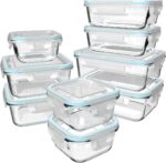 18 Piece Glass Food Storage Containers with Lids, Glass Meal Prep Containers, food storage Containers for Food Storage with Lids, BPA Free & Leak Proof (9 lids & 9 Containers) - Image 2