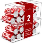 2 Pack Stackable Refrigerator Organizer, Soda Can Dispenser Pop Cans Container Beverage Holder with Lid for Fridge, Freezer, Kitchen, Clear Plastic Storage Bins-Holds 10 Cans Each (Clear) - Image 2