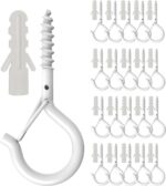 20 Pack Q Hanger Hooks with Safety Buckle, Rustproof Screw Hooks for Hanging String Lights, Bird Feeder, Plants, Wind Chimes & Holiday Decorations, Holds Up to 40 lbs（2.2" White Vinyl Coated ） - Image 2