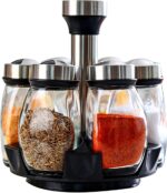 360° Rotating Spice Rack, 6PC Spinning Glass Spice Jars Suitable for kitchen countertops, spice storage, cooking, outdoor BBQ,(Spices Not Included) - Image 2