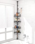 4 Layer Corner Shower Caddy, Stainless Steel ​Constant Tension Pole Shower Organizer, Adjustable Corner Shower Shelf, Rustproof 3.3 to 9.8 ft - Image 2