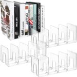 4 Pack Acrylic File Sorter, 4-Section Clear Desktop File Folder Holder Organizer, Thick Office Storage Stand Rack for Book, Envelopes, Mail, Document, Notebook, Binder, Purse, Clutch Divider - Image 2