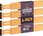 4 Pack Drawer Divider - 2.6" High, 16" to 22" Adjustable Bamboo Drawer Organizers for Clothes, Expandable Dresser Separators in Bedroom/Bathroom/Kitchen/Office Organization and Storage (Natural) - Image 2