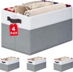 4 Pack Large Closet Storage Baskets Bins for Shelves | Fabric Closet Organizers and Storage with Handles Home Organization | Decorative Collapsible Baskets for Organizing Clothes Toy Nursery 14"x10" - Image 2