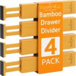 4 Pcs Bamboo Kitchen Drawer Dividers Large 17"-22", Spring Loaded, Works in Kitchen, Adjustable Drawer Organizers, Dresser, Bathroom, Bedroom, Drawer Desk, Office - Image 2