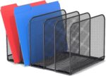 5 Sections Desk File Holder/Rack/Sorter,Mesh File Organizer,File Folder Organizer,Metal Upright Desktop Organization for Documents,Magazine,Kitchenware,Antiskid,Antirust,Sturdy,1 Pack - Image 2