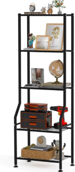 5-Tier Narrow Storage Shelves, 500LBS Total Capacity Metal Wire Rack with Leveling Feet, Rust-Resistant Organizer for Small Space, Kitchen, Bathroom, Garage, Pantry, Laundry Room, Black - Image 2