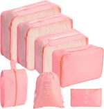 7PCS Packing Cubes for Suitcases, Travel Luggage Organizer Bags, Suitcase Organizer Bags Set for Carry on Luggage Travel Essentials, Pink - Image 2