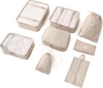 8 Pieces Mesh Packing Cubes for Travel, Luggage Packing Organizers Bags Set, Travel Essentials Suitcases Accessories with Laundry Bag, Storage Shoe Bag, Clothing Underwear Bag (Cream, 8 set) - Image 2