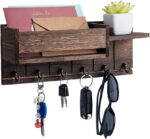 AHANDMAKER Mail and Key Holder for Wall Decorative, Wooden Wall Mount Key Rack Hanger Organizer with 6 Key Hooks Home Decor Rack for EntryWay Hallway Mudroom Organizer Kitchen Office - Image 2