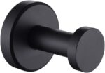APLusee Matte Black Robe Towel Hook, 304 Stainless Steel Round Coat Hook for Home Storage, Wall Mount - Image 2