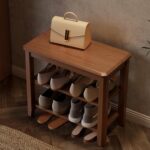AQIMUELE Wood Shoe Rack Bench for Entryway, 2 Tier Shoe Rack for Front Door Entrance, Shoe Bench with Shoe Storage for Entryway, Bedroom, 23.6" - Image 2