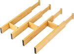Adjustable Bamboo Drawer Dividers with Inserts, Expandable Spring-Loaded Drawer Organizer for Kitchen, Clothes, Tools, Silverware, Bamboo Organizer Separators - 4 Large Pieces - Image 2