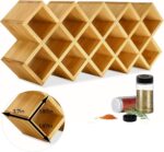 Bamboo Criss Cross Spice Rack Organizer for Cabinet, Wood Seasoning Rack Spice Holder, 18-Jar Spice Rack Tower Spice Storage for Kitchen Countertop Drawer-Jars Not Included - Image 2
