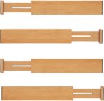 Bamboo Drawer Dividers Expandable 14"-19", Kitchen Drawer Dividers Organizers 4 Pack,Nursery Drawer Organizers And Dividers Cushioning Pads - Image 2