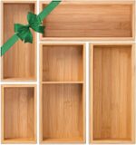 Bamboo Drawer Organizer 5 Pcs for Kitchen Multi-purpose Storage Dividers for Kitchen, Office, Jewelry, Cosmetics, Wooden Drawer Dividers for Drawer Organizer Desk Organizer Gift for Women Gifts Idea - Image 2