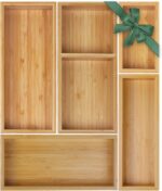 Bamboo Drawer Organizer Set, 5 PCS Multi-Use Individual Wood Storage Organizers, Junk Drawer Divider and Storage Trays Containers for Kitchen, Bathroom, Office Desk, Makeup, Jewelry, Utensils - Image 2