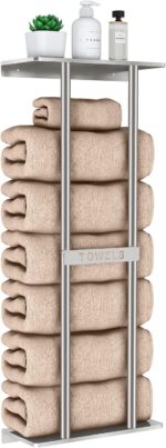 Bathroom Towel Storage for Bathroom, Wall Towel Rack for Rolled Towels, 30 inch Towel Holder Wall Mounted with Metal Shelf Can Holds 6 Large Towels, Brushed Nickel - Image 2