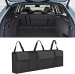 Car Trunk Organizer, Waterproof Collapsible Cargo Bag with 4 Pockets,Backseat Hanging Large Storage with Adjustable Straps, Sturdy Space Saver Frees Trunk Floor for SUV, Truck (Black) - Image 2