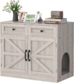 Cat Litter Box Enclosure Furniture Ultra-Large Wooden Hidden Litter Box,2-Door Storage Cabinet, 2 Drawers, 1 Air Vents,Litter Box Furniture Fit Most of Litter Box. - Image 2