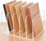 Clear Acrylic Organizers - 5 Vertical Compartments Acrylic Folder Organizer & File Organizer, Desk Document Storage Bins for Magazines, Binders - Multipurpose Home Office Desk Organizer - Image 2