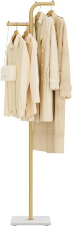 Coat Tree Freestanding, Modern Sturdy Clothes Hanger with Rock Slab Base, Heavy-duty Metal Hat Rack for Boutiques, Hallway, Entryway, 68.9 Inches High, Gold, GYJ012WJ - Image 2