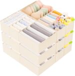 Criusia 15 Pack Drawer Organizer for Clothes, Foldable Dresser Dividers with 3 Sizes, Fabric Storage Bins – Beige - Image 2