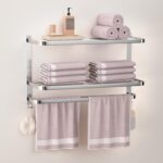 DDS-DUDES 23 Inches 3-Tier Towel Racks for Bathroom with Towel Bars Multilayer Hotel Towel Shelf Stainless Steel Wall-Mounted Brushed Finish Holder with Towel Shelves - Image 2