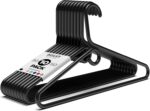 DEILSY™ Black Heavy Duty Hangers with Hooks for Scarves & Belts – Thick and Strong Clothes Hangers for Shirts, Jackets, Pants, and Dresses – Space-Saving Plastic Hangers – Pack of 10 - Image 2