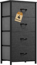 DWVO Storage Tower with 4 Drawers - Fabric Dresser, Organizer Unit for Bedroom, Living Room, Closets - Sturdy Steel Frame, Easy Pull Fabric Bins & Wooden Top - Image 2