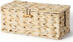 Delamu Handmade Synthetic Rattan Cable Management Box, Flat Weave Desk Organizer with Wire Management, Multi Purpose Cord Hider Box, 12.5" Lx 5.3" Wx 5.3" H, Natural & White - Image 2