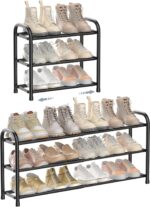 ENJOYBASICS Expandable Shoe Rack, 3 Tier Adjustable Shoe Organizer Shelf for Closet, Black Metal Free Standing Shoe Rack Storage for Small Space, Entryway - Image 2
