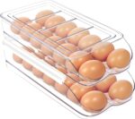 Egg Holder for Fridge, Automatic Rolling Egg Organizer for Refrigerator, Clear Plastic Egg Container & Tray, Stackable Dispenser and Storage Bin with Sturdy Lid to Saving Space -2 Layer - Image 2