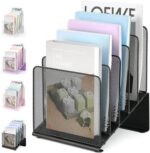 File Organizer for Desk, File Folder Organizer with 5-Section Vertical Rack, Suitable for Home Office Document Organization and Storage(Black) - Image 2