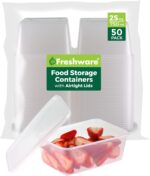 Freshware Food Storage Containers [50 Set] 25 oz Plastic Deli Containers with Lids, Slime, Soup, Meal Prep Containers, BPA Free, Stackable, Leakproof, Microwave, Dishwasher and Freezer Safe - Image 2