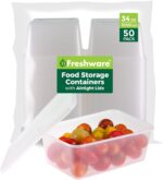 Freshware Food Storage Containers [50 Set] 34 oz Plastic Deli Containers with Lids, Slime, Soup, Meal Prep Containers, BPA Free, Stackable, Leakproof, Microwave, Dishwasher and Freezer Safe - Image 2