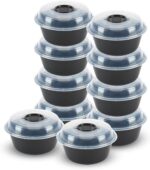 GoodCook 4-Cup Meal Prep Bowls Set with Lids and Dressing Cup, Microwavable Food Storage Containers for Meal Prepping, Set of 10, Black - Image 2