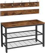 HOOBRO Hall Tree with Bench, Coat Rack Shoe Bench Set, Entryway Shoe Rack with Coat Hooks, Hall Tree Coat Rack, Mud Room, Industrial, for Foyer, Front Door, Rustic Brown BF07MT01 - Image 2