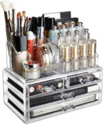 Ikee Design Acrylic Makeup Organizer with 4 Drawers and Removable Top Lipstick Holders, Ideal for Make-up or Accessories,Enhance Your Vanity or Bathroom with Clear Design for Quick Visibility - Image 2