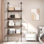 Industrial Pipe Clothing Rack with 4 Shelves, Heavy Duty Closet Organizers System in Wardrobe Closet,Black - Image 2