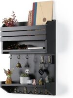Key Holder, Wall Mounted Mail Organizer, Keys Holder on Wall with 9 Key Hooks, Black - Image 2