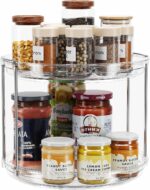 LAMU 2 Tier Lazy Susan Turntable Organizer 9.25'' Rotating Spice Rack Organization for Cabinet, Kitchen, Pantry, Countertop, Bathroom, Vanity, Medicine Cabinet Organizer, Clear - Image 2