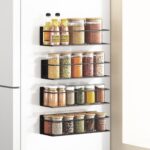 Magnetic Spice Rack For Refrigerator Magnetic Fridge Shelf For Kitchen Spice Organizer Magnetic Shelf For Fridge Space Saving Black 4 Pack - Image 2