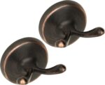 Oil Rubbed Bronze Towel Hooks Antique, 2 Pack Coat Robe Hook Heavy Duty Bathroom Double Hook Wall Mounted, Hand Towel Hooks for Kitchen - Image 2