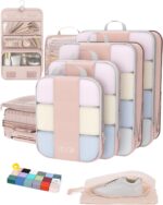 OlarHike 8 Set Compression Packing Cubes,Christmas Gifts for Women Mom Girl,Compressible Expandable Luggage Clothes Organizer for Travelers,Airplane/Cruise/Car/Train Travel Essentials(Beige) - Image 2