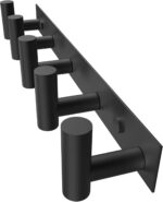 PMMASTO Coat Rack Wall Mounted, 5 "T Shaped Wall Hooks for Hanging, Heavy Duty Stainless Steel Coat Hook Rail for Hat Towel Robes in Bathroom Kitchen Mudroom Entryway (Black, 1 Pack) - Image 2
