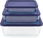 Pyrex Simply Store (3-Pack) Rectangular Glass Food Storage Containers Set, (3, 6 & 11 Cup) Meal Prep Containers With BPA-Free Lids, Dishwasher & Microwave Safe - Image 2