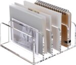 SANRUI Acrylic Desk Organizer, 5 Compartments Mail Organizer,Small File Holders Letter Organizer,Clear Office Organization,Multifunction Sorter Envelope Rack for Office,Home, School - Image 2
